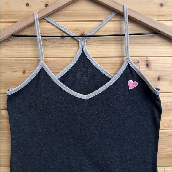 Y2K Old Navy Size XSmall Longline Tunic Racerback Embroidered Heart Tank Top - Picture 6 of 10